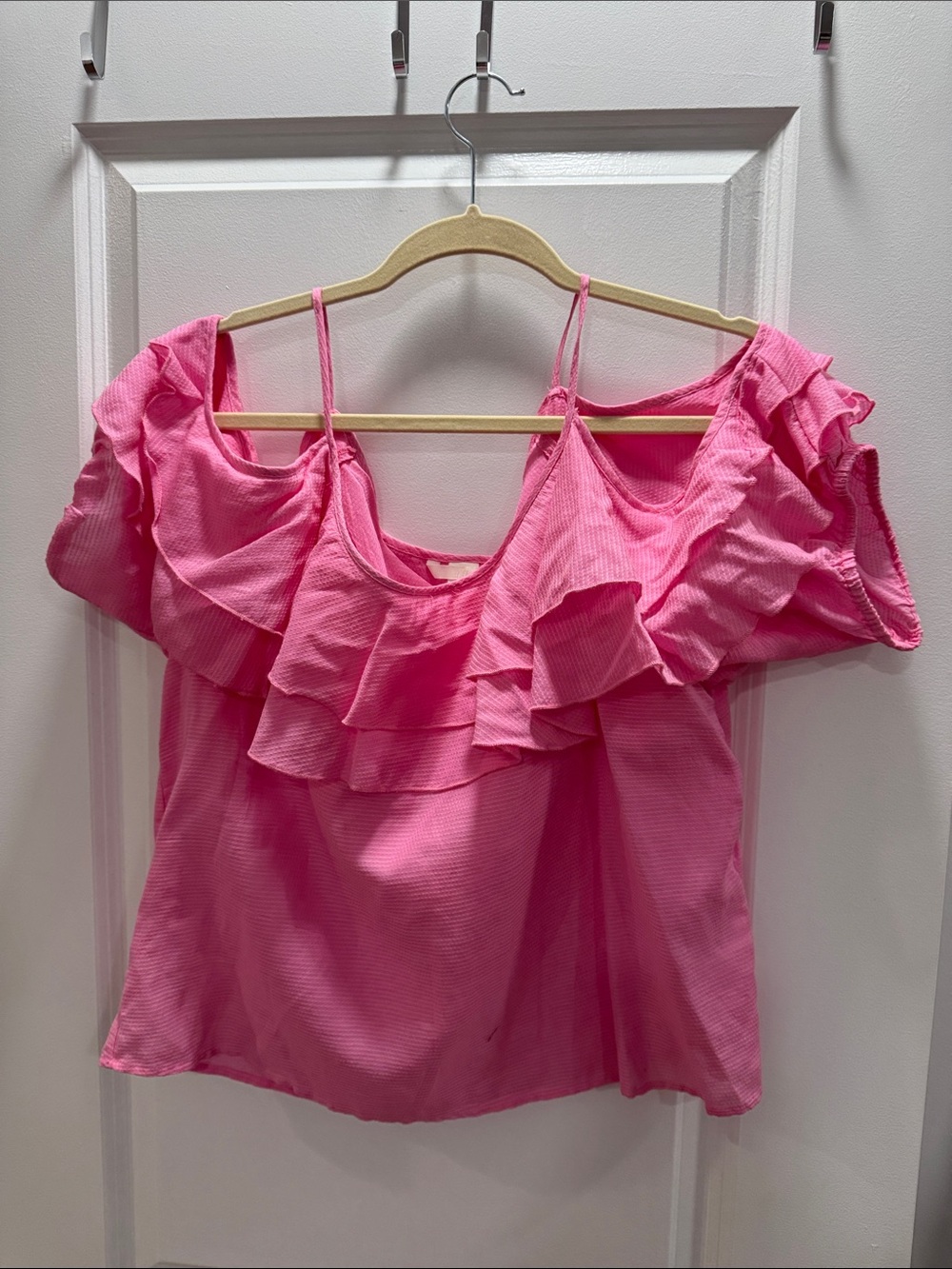 H&M Pink Ruffle Cold-Shoulder Camisole